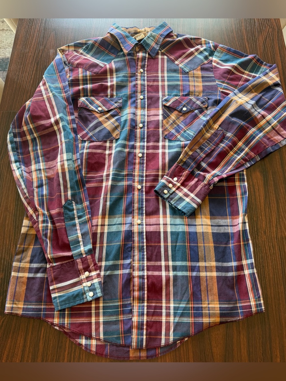 Saddlebrook Westernwear Mens Vintage Pearl Snap Shirt Plaid Made in USA Size LT